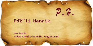 Páli Henrik névjegykártya